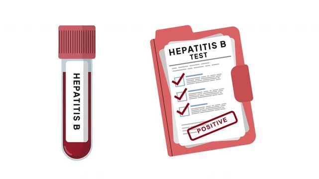 Hepatitis B Test Animation with Positive Blood Sample and Medical Diagnostic Report