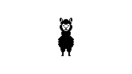 Obraz premium 8-bit llama front view portrait.