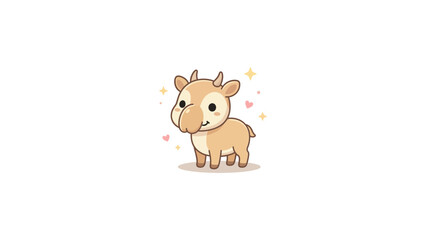 Fototapeta premium Adorable baby goat chibi character illustration.