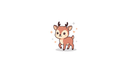 Fototapeta premium Adorable brown baby deer fawn cartoon with sparkles.