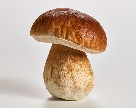 Boletus Mushroom: Brown Cap, White Stem