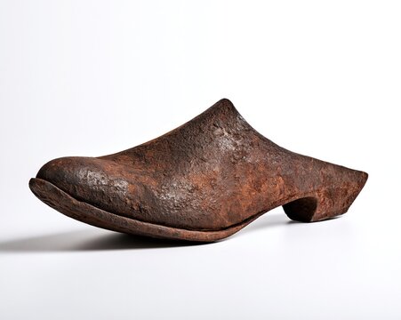 Rusty Iron Clog Shoe, Rusty Surface, Worn Outsole
