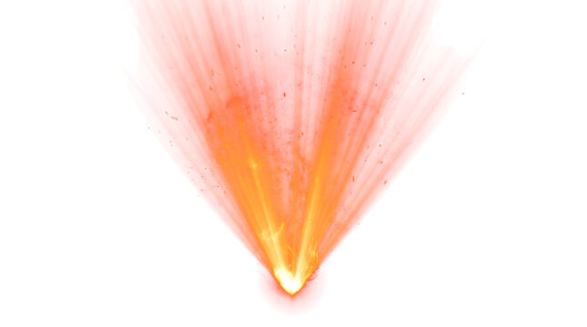 Inverted Upward Stage Spotlight Beam Cone with Amber Volumetric Shaft Effect Isolated on transparent background for Overlay