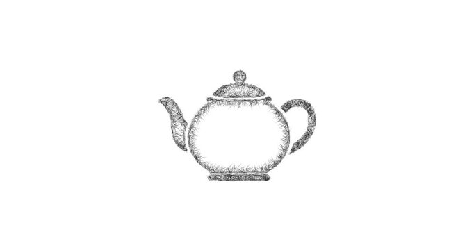 Sketch teapot icon animation - smooth progressive reveal