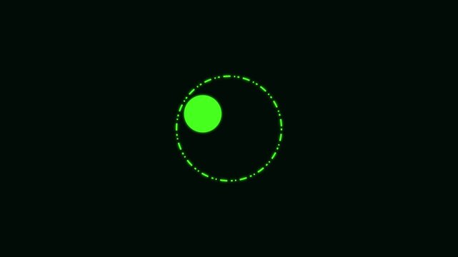 Green loading circle animation with rotating dashed outline on 4k black background, progress