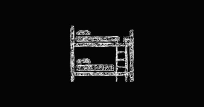 Sketch bunk bed icon animation - smooth progressive reveal