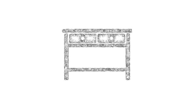 Sketch console table icon animation - smooth progressive reveal