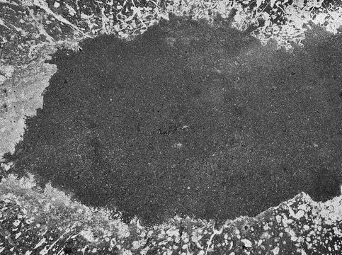 Dramatic empty comic banner as a paint splash on the asphalt backdrop