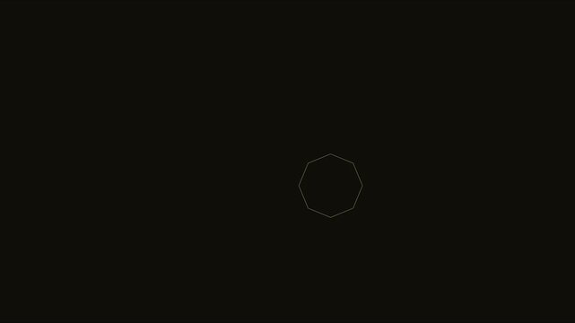 Minimalist gold octagon shape rotating on animation 4k black background, for modern motion, geometric rotation
