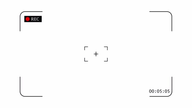 Camera Recording Screen Overlay on Transparent Background, Digital Video Recording HUD Motion Graphic, Minimal Camera REC Interface, 4K Alpha Channel