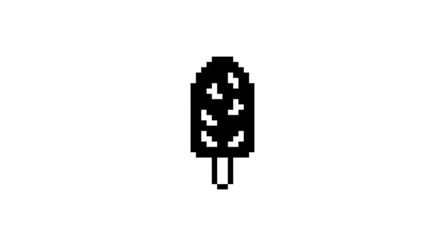 Black and white pixel art popsicle icon.