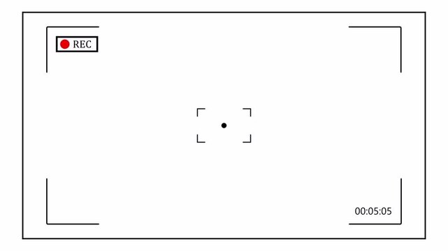 Camera Recording Screen Overlay on Transparent Background, Digital Video Recording HUD Motion Graphic, Minimal Camera REC Interface, 4K Alpha Channel
