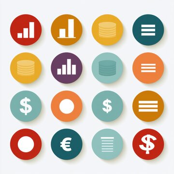 Diversification strategy icon set with editable financial symbols