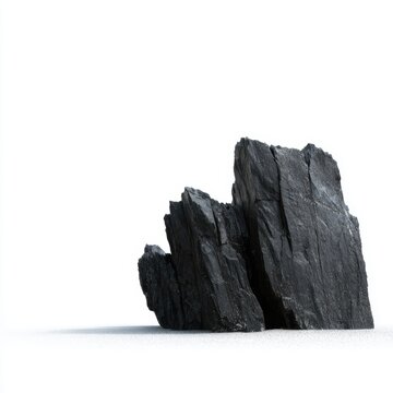 black rock cliff isolated on white background geological element