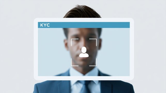 Digital KYC verification interface with biometric authentication and identity protection systems