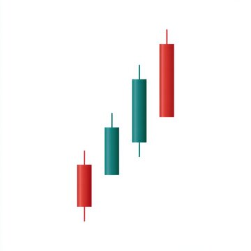 Bullish reversal candlestick chart isolated on transparent background