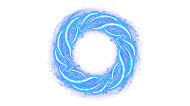 Hand Drawn Style Trail Knot Circular Wreath Loop Light Effect Transparent Overlay Cutout