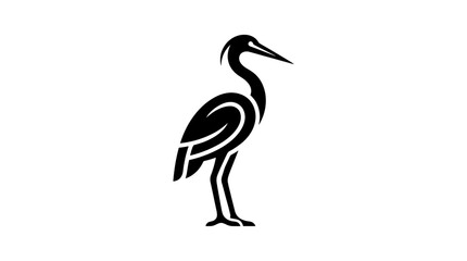 Fototapeta premium Minimalist standing crane bird silhouette icon.