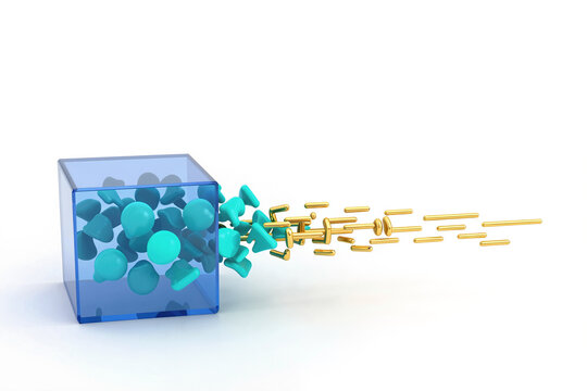 Turquoise Signals Transformed into Golden Output in Geometric Container