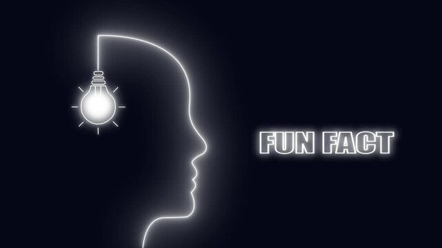 Glowing Light Bulb Inside Human Head Outline With Fun Fact Text idea silhouette