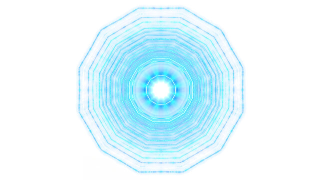 Symmetrical Nested Decagon Particle Flare Stack with Luminous Core light effect overlay isolated on transparent background