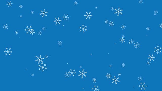 Blue background with falling white snowflakes for winter or holiday themes