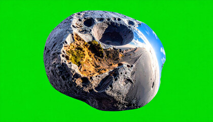 Fototapeta premium A simulated meteorite on a chromakey background
