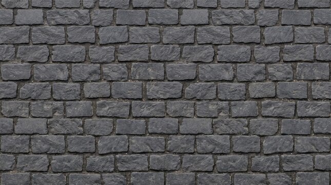 Dark grey cobblestone pavement texture pattern background for vintage outdoor road or stone wall