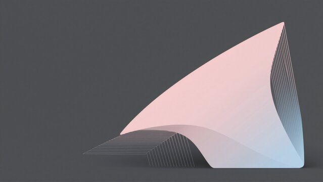 digital illustration triangular shape shape two colors pink light blue pink color top half while light blue color middle triangular shape has curved line running diagonally across creating wave like
