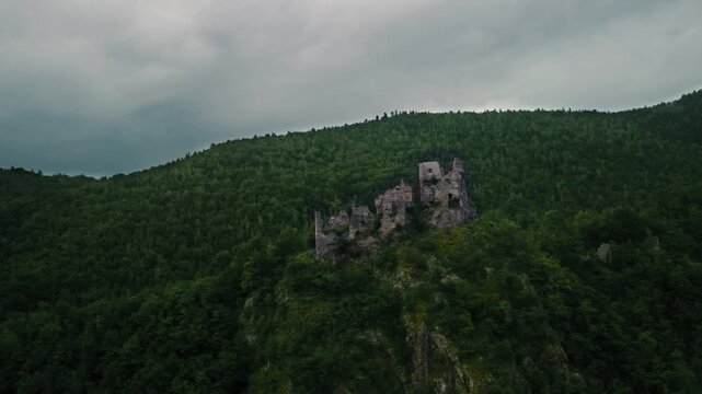 Medieval Starhrad Castle Ruins in Mal&aacute; Fatra, Slovakia &ndash; 4K Drone Footage