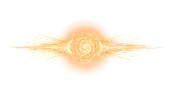 Spiral center hand drawn twin anamorphic cross flare with wide streaks glowing transparent overlay design element