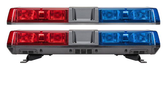 Emergency vehicle light bar with red and blue LEDs for police and fire trucks