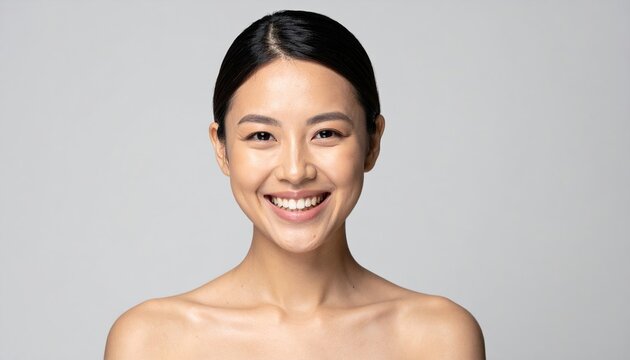 Healthy smiling woman showing clean teeth