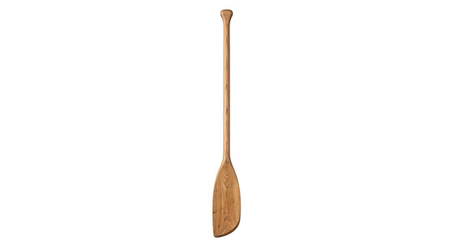 Handcrafted wooden canoe paddle with a smooth finish and ergonomic grip