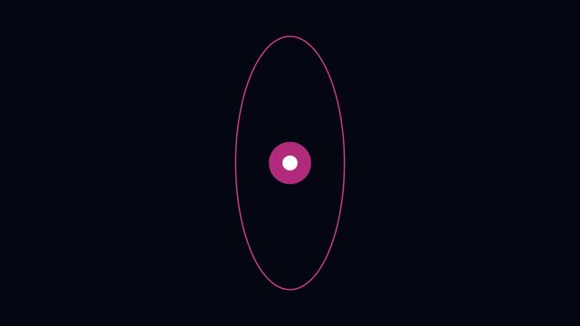 Minimalist abstract motion with pulsing pink circle and orbital ring animation 4k