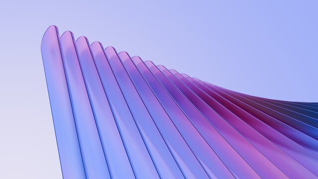 Modern purple blue gradient 3D render of twisting glass wave structure. Ideal background for technology, modern design, business presentation, cover, and website header