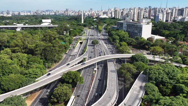 23Rd Avenue In Sao Paulo  Brazil. Highrise Buildings. Downtown District. Freeway Road. 23Rd Avenue In Sao Paulo Brazil. Beautiful Cityscape. Sao Paulo Brazil.