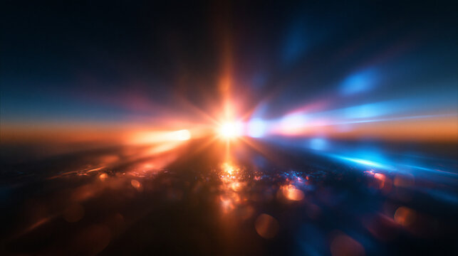 Abstract Futuristic Light Burst Background with Lens Flare