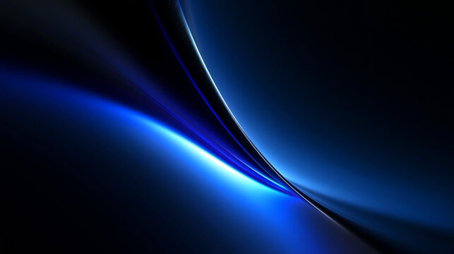 Abstract Glowing Blue Light Wave on Dark Technology Background