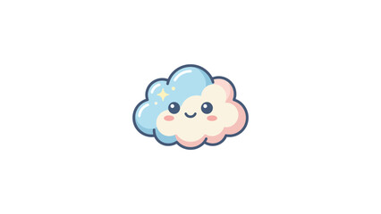 Obraz premium Cute kawaii pastel cloud with happy face illustration.