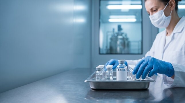 Technician prepares sealed biologic samples for quality control
