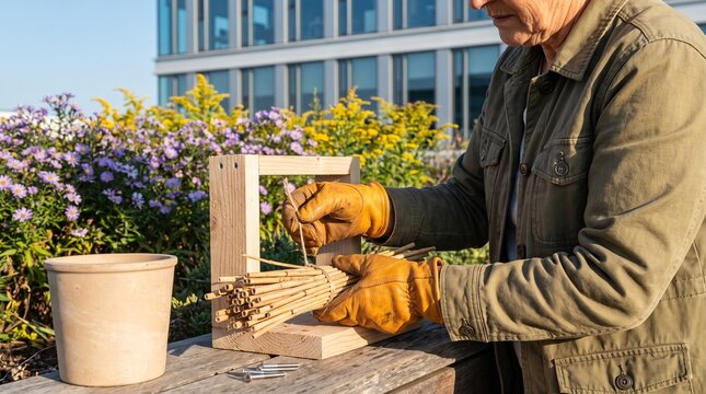Habitat stewardship on a shared office roof garden