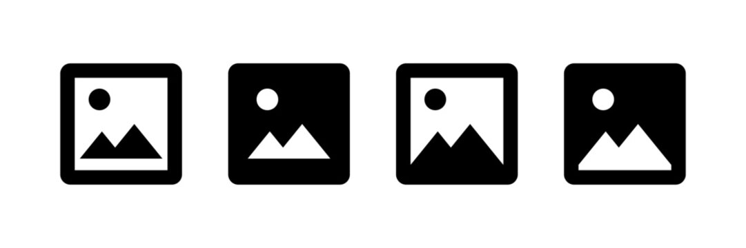 image picture icons , photo album gallery icon set in outline and filled styles : perfect for photo, gallery, media, and upload design projects for web and app UI. Web SVG icons