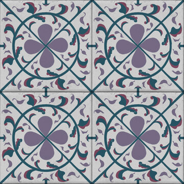 Hand drawn seamless pattern of Adalusian ceramic tiles