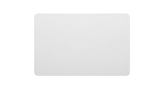 Blank white rectangular card with rounded corners on a white background
