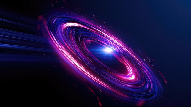 Swirling cosmic vortex of luminous pink and blue energy, with bright core