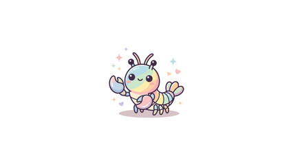 Obraz premium Cute pastel rainbow caterpillar creature with sparkles.