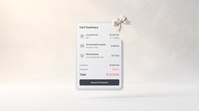 Online cart summary with subscription and merchandise totals