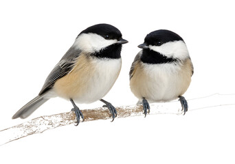 Cute Pair of Chickadees Perched Together © anirolei