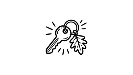 Fototapeta premium Eco-house key and leaf charm illustration.